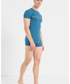 Set de boxeri si tricou cu imprimeu logo - 2 piese
