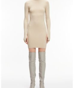 Rochie slim fit din tricot cu striatii