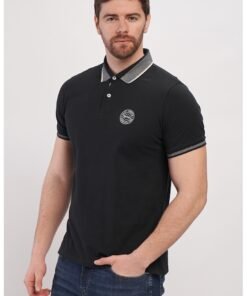 Tricou polo din material pique cu detalii contrastante