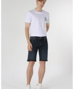 Pantaloni scurti de denim cu aspect decolorat