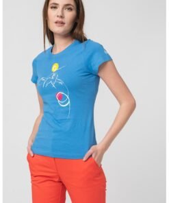 Tricou din jerseu cu decolteu la baza gatului si imprimeu logo contrastant