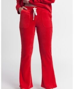 Pantaloni evazati de casa cu cordon in talie