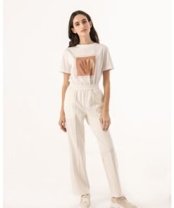 Pantaloni sport drepti cu talie inalta