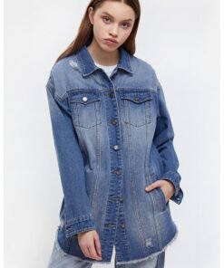 Jacheta din denim cu maneci cazute