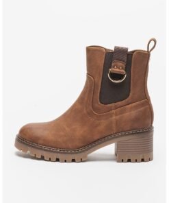 Botine de piele ecologica cu segment elastic lateral