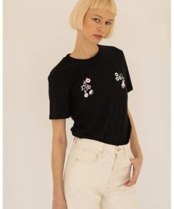 Tricou de bumbac organic cu decolteu la baza gatului