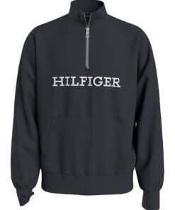 Bluza sport cu fermoar scurt si logo brodat