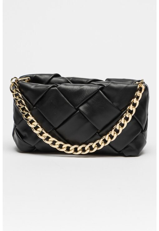 Geanta crossbody din piele cu aspect impletit