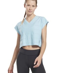 Tricou crop cu decolteu in V pentru antrenament