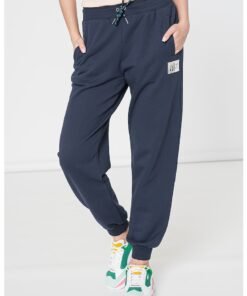 Pantaloni sport cu model uni si talie ajustabila