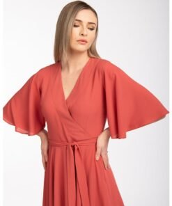 Rochie midi cu maneci fluture Jessa