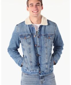 Jacheta de denim cu blana sherpa