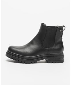 Ghete Chelsea de piele ecoogica cu segmente din material textil Courtney