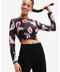 Bluza crop cu design rasucit