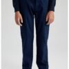 Pantaloni drepti din amestec de bumbaca