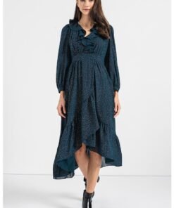Rochie asimetrica cu maneci bufante
