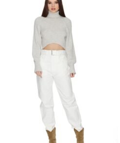 Pulover crop cu maneci raglan Alber