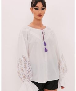 Bluza de bumbac cu maneci bufante