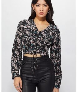 Bluza crop cu decolteu in V