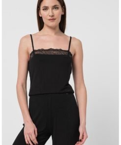 Top de pijama din amestec de modal cu garnituri de dantela