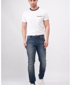 Blugi slim fit cu aspect decolorat