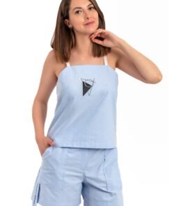 Top din amestec de bumbac cu bretele ajustabile