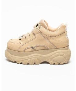 Pantofi sport de piele nabuc cu platforma si logo
