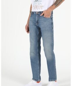 Blugi regular fit cu aspect decolorat