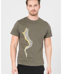 Tricou cu decolteu la baza gatului si imprimeu grafic