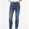 Blugi slim fit cu aspect decolorat