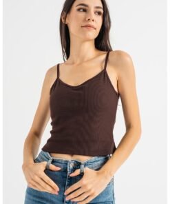 Top cu decolteu en-coeur si aspect striat