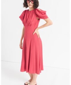 Rochie midi cu decolteu in V pe spate Tulipi