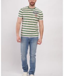 Tricou in dungi cu buzunar pe piept