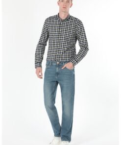 Blugi regular fit cu aspect decolorat