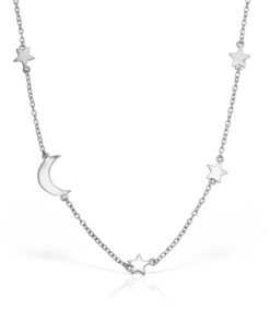 Colier-chocker din argint veritabil 925 cu pandantive in forma de stea si luna