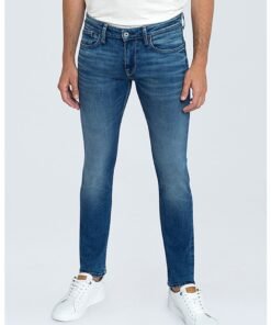 Blugi slim fit cu aspect decolorat
