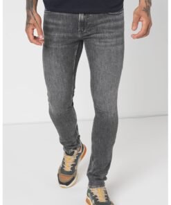 Blugi skinny cu aspect decolorat