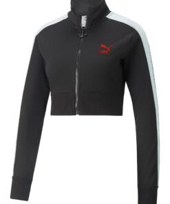 Jacheta crop de trening cu benzi laterale contrastante
