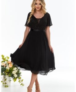 Rochie midi din sifon cu buline
