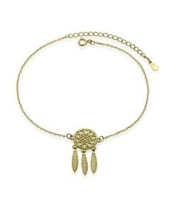 Bratara pentru glezna placata cu aur de 18K si talisman Dreamcatcher