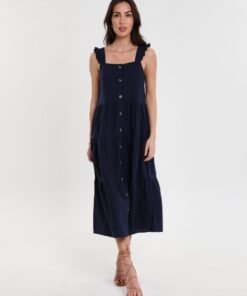 Rochie cu model stratificat si bretele cu volane