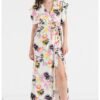 Rochie de viscoza cu imprimeu si cordon in talie