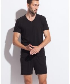Tricou de casa din amestec de in - cu decolteu in V