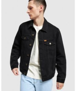 Jacheta unisex de denim cu buzunare pe piept