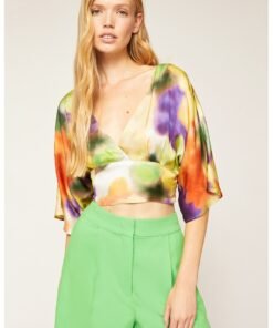 Bluza crop cu aspect in degrade