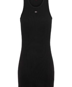 Rochie din amestec de bumbac organic cu aspect striat