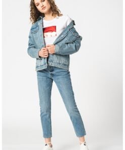 Jacheta din denim cu maneci cazute