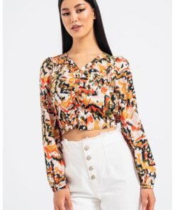 Bluza crop cu decolteu in V Cher