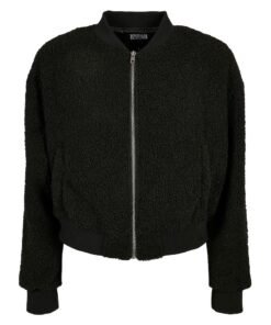 Jacheta cu blana shearling sintetica si fermoar