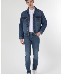 Jacheta supradimensionata de denim cu buzunare cu clapa